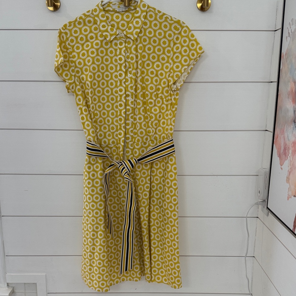 Boden Yellow Patterned Shirt Dress with Belt